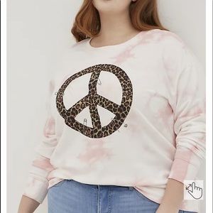 NWT $59 TORRID Super Soft Fleece Pink Tie-Dye Leopard Peace Sweatshirt Sz 3X
